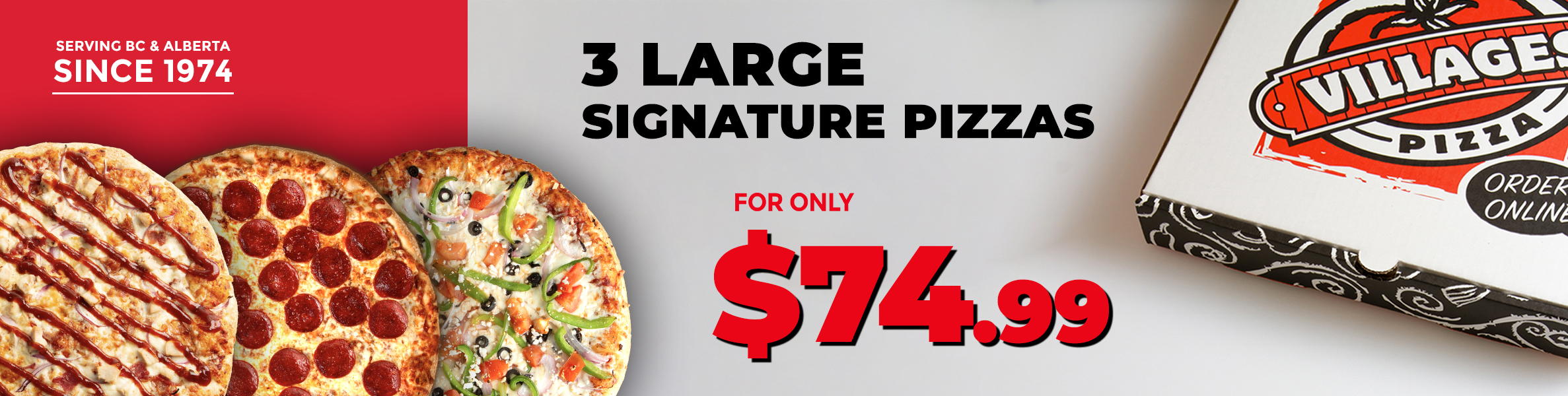 3 Large Signature Pizzas Deal